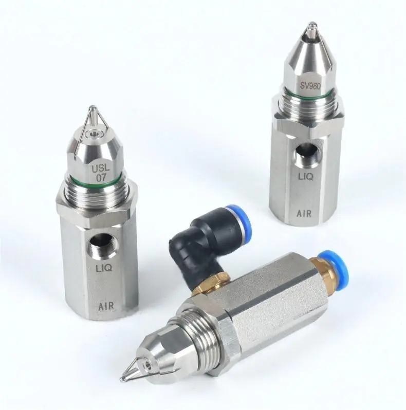 Air Atomizer Spray Nozzle Ultrasonic Nozzle Dry Fog Super Fine Mist Air Atomizing NozzleDust Removal Nozzle