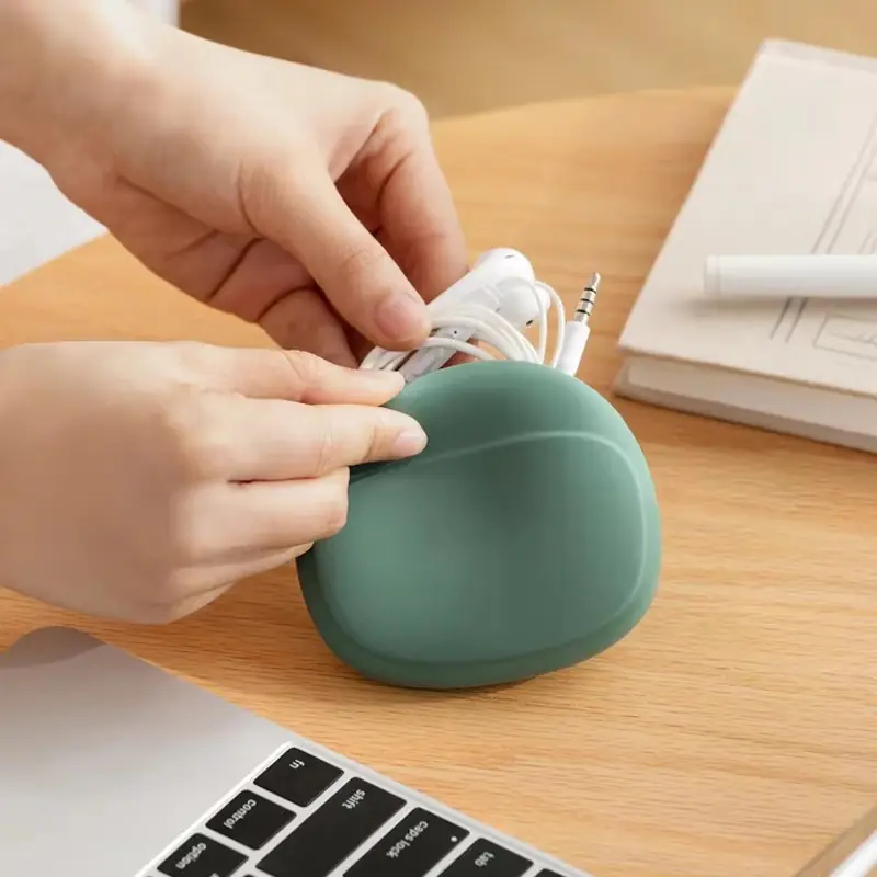 Silicone Wired Headphone Storage Bag Simple Portable Coin Purse Data Cable Organizer - 图片 6