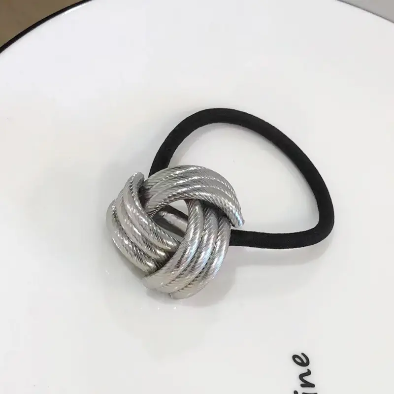 Korean Fashion Glossy Metal Curved Scrunchies Women Elastic Hair Bands Hair Clip Hairpin Hairband Hair Accessories - 图片 9