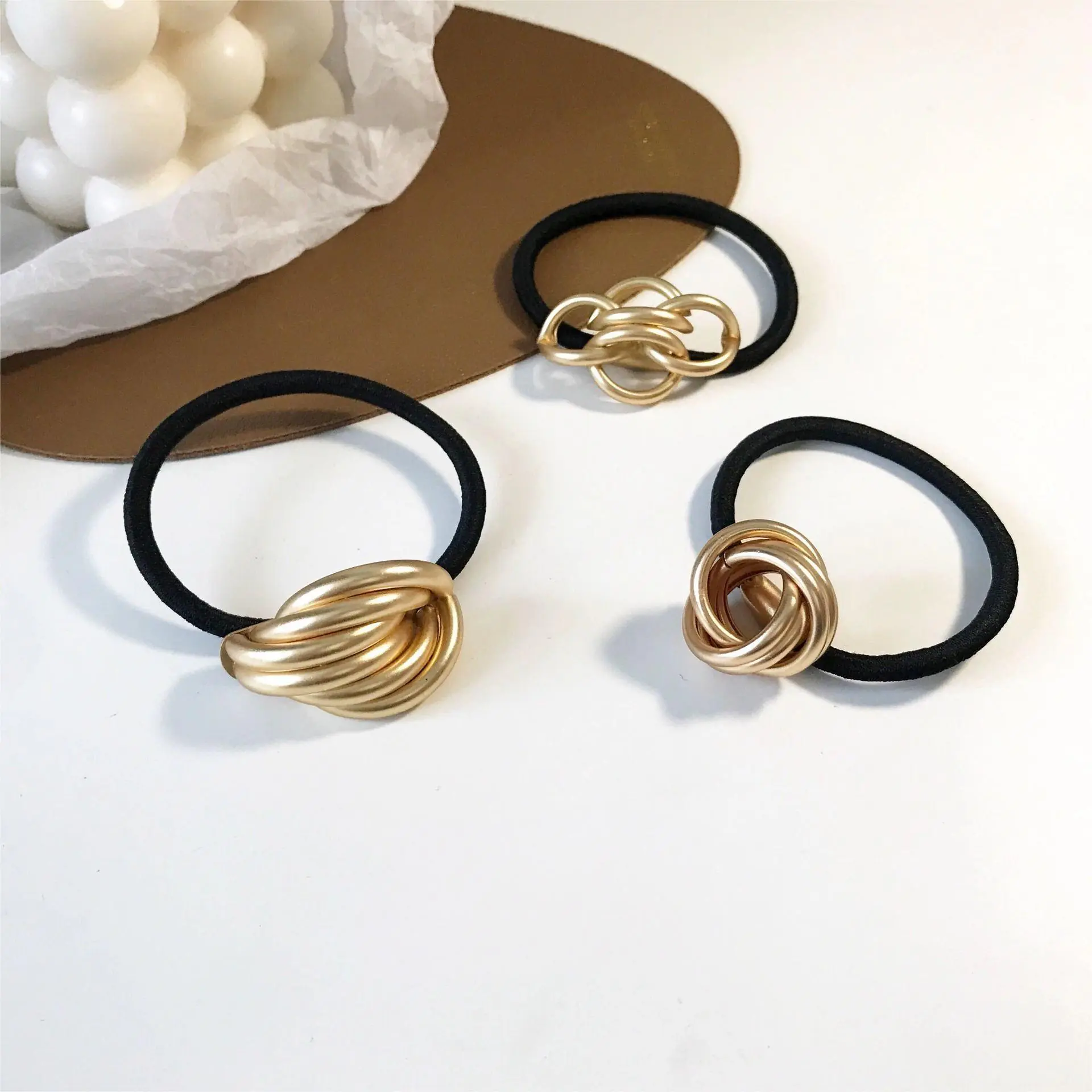 Korean Fashion Glossy Metal Curved Scrunchies Women Elastic Hair Bands Hair Clip Hairpin Hairband Hair Accessories - 图片 4