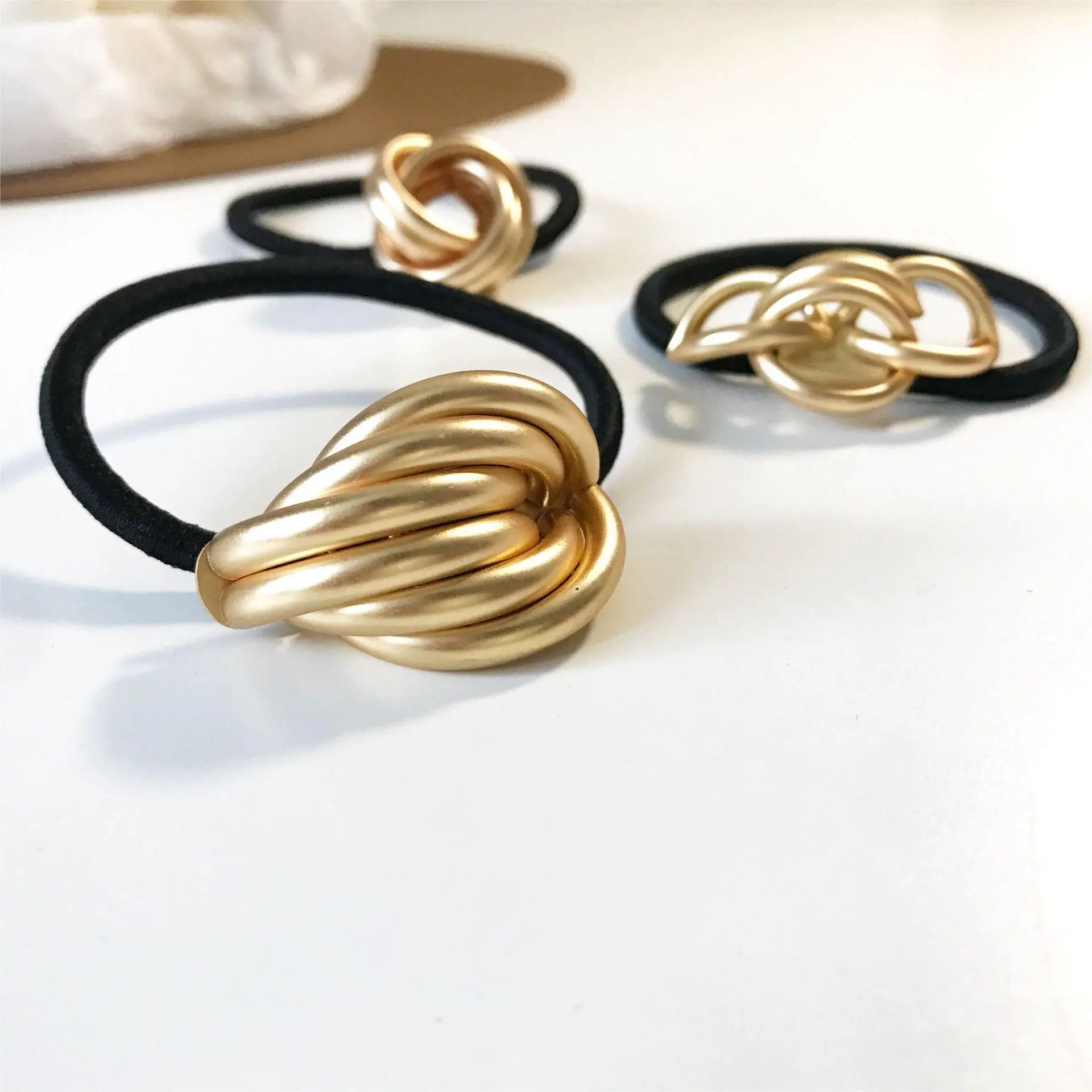 Korean Fashion Glossy Metal Curved Scrunchies Women Elastic Hair Bands Hair Clip Hairpin Hairband Hair Accessories - 图片 5