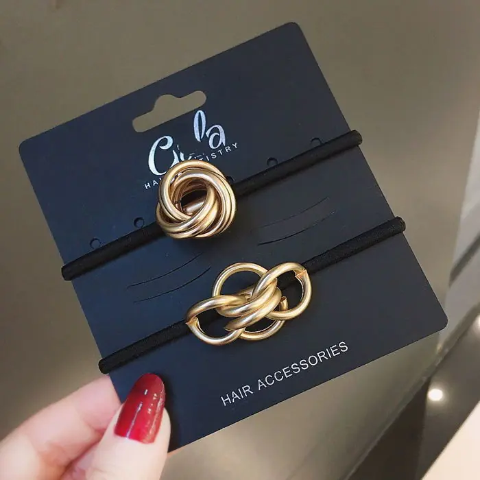 Korean Fashion Glossy Metal Curved Scrunchies Women Elastic Hair Bands Hair Clip Hairpin Hairband Hair Accessories - 图片 6