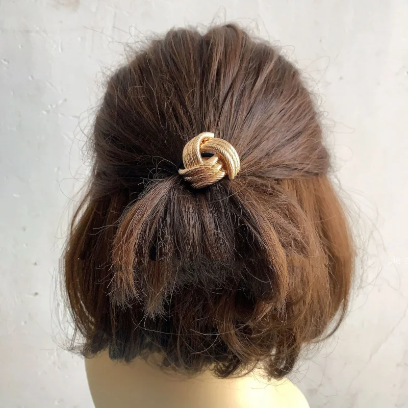Korean Fashion Glossy Metal Curved Scrunchies Women Elastic Hair Bands Hair Clip Hairpin Hairband Hair Accessories - 图片 3