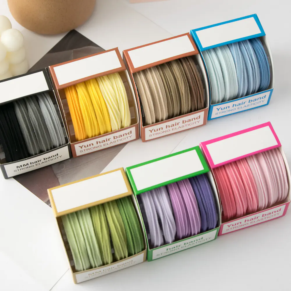5PCS Nylon Rubber High Elastic Hair Bands Hair Ties Women Girls Candy Basic Ponytail Holder Scrunchies Gum Ropes Hair Accessories Set