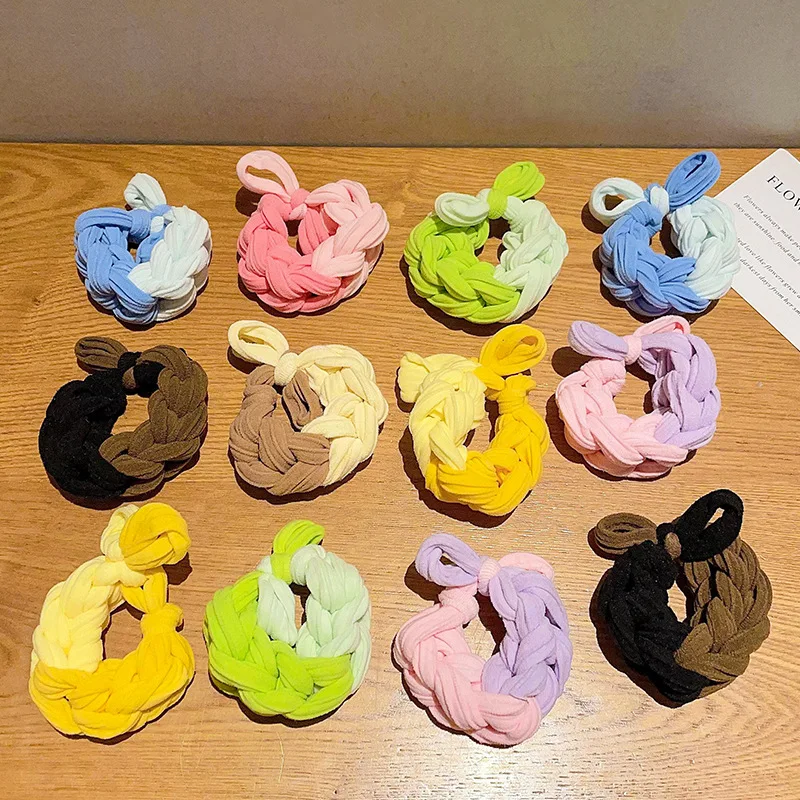 Simple Elastic Hair Ropes Hair Ties Thick Hair Scrunchie Macaron Bowknot Ponytail Holder Rubber Bands Headband Hair Accessories