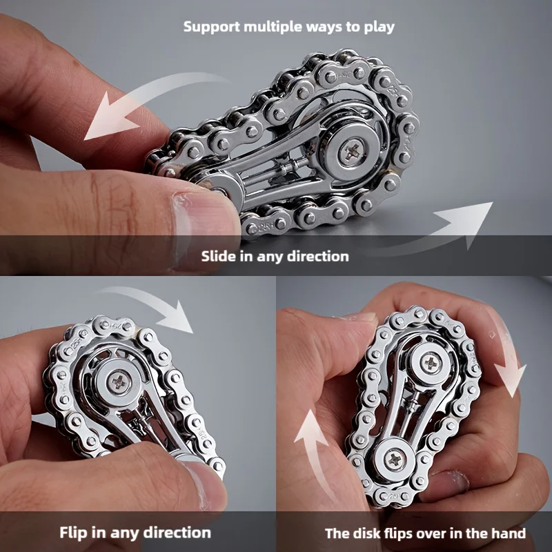 Creative Chain Gear Fidget Spinner - Metal EDC Finger Toy with Silent Spin for Anxiety & Stress Relief - 图片 2