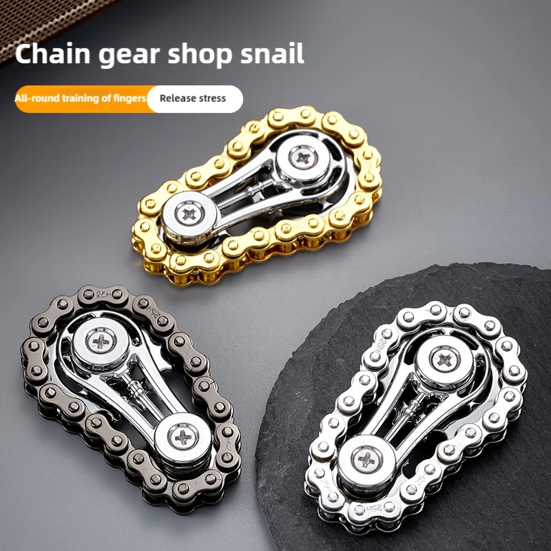Creative Chain Gear Fidget Spinner - Metal EDC Finger Toy with Silent Spin for Anxiety & Stress Relief
