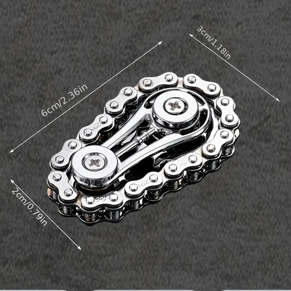 Creative Chain Gear Fidget Spinner - Metal EDC Finger Toy with Silent Spin for Anxiety & Stress Relief - 图片 4