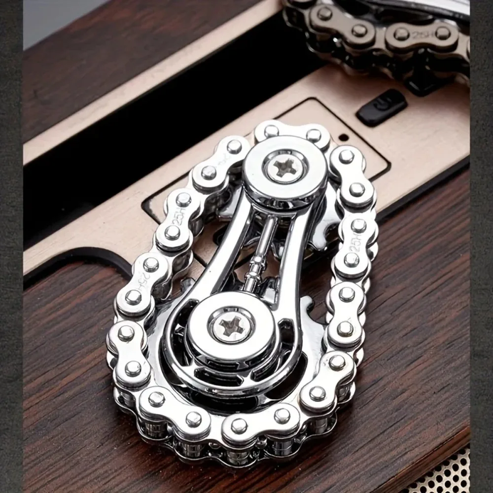 Creative Chain Gear Fidget Spinner - Metal EDC Finger Toy with Silent Spin for Anxiety & Stress Relief - 图片 5