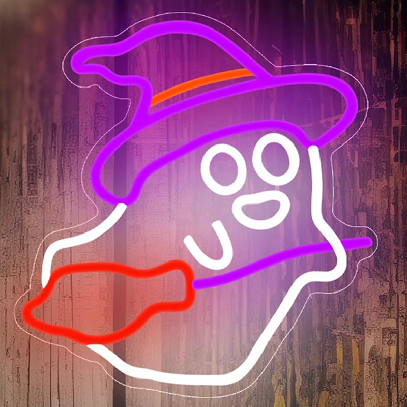 Spooky Ghost Neon Light - Dimmable Halloween Wall Art for Party, Bedroom & Man Cave Decor