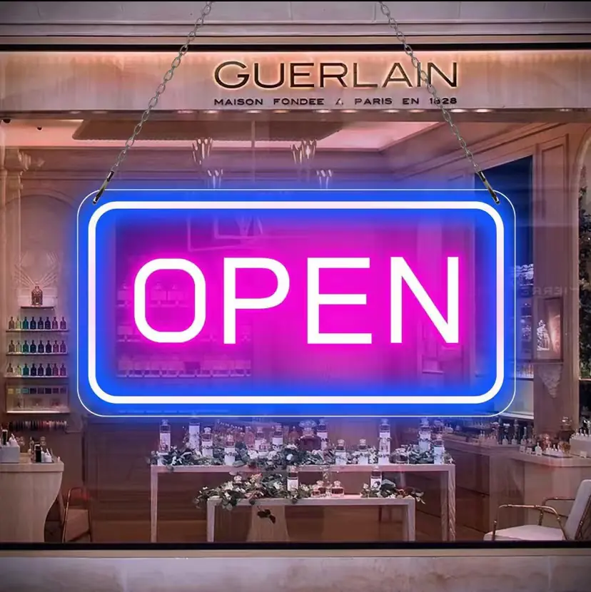 "Open" LED Neon Sign - USB Powered Business Light for Storefront, Bar, Salon & Office