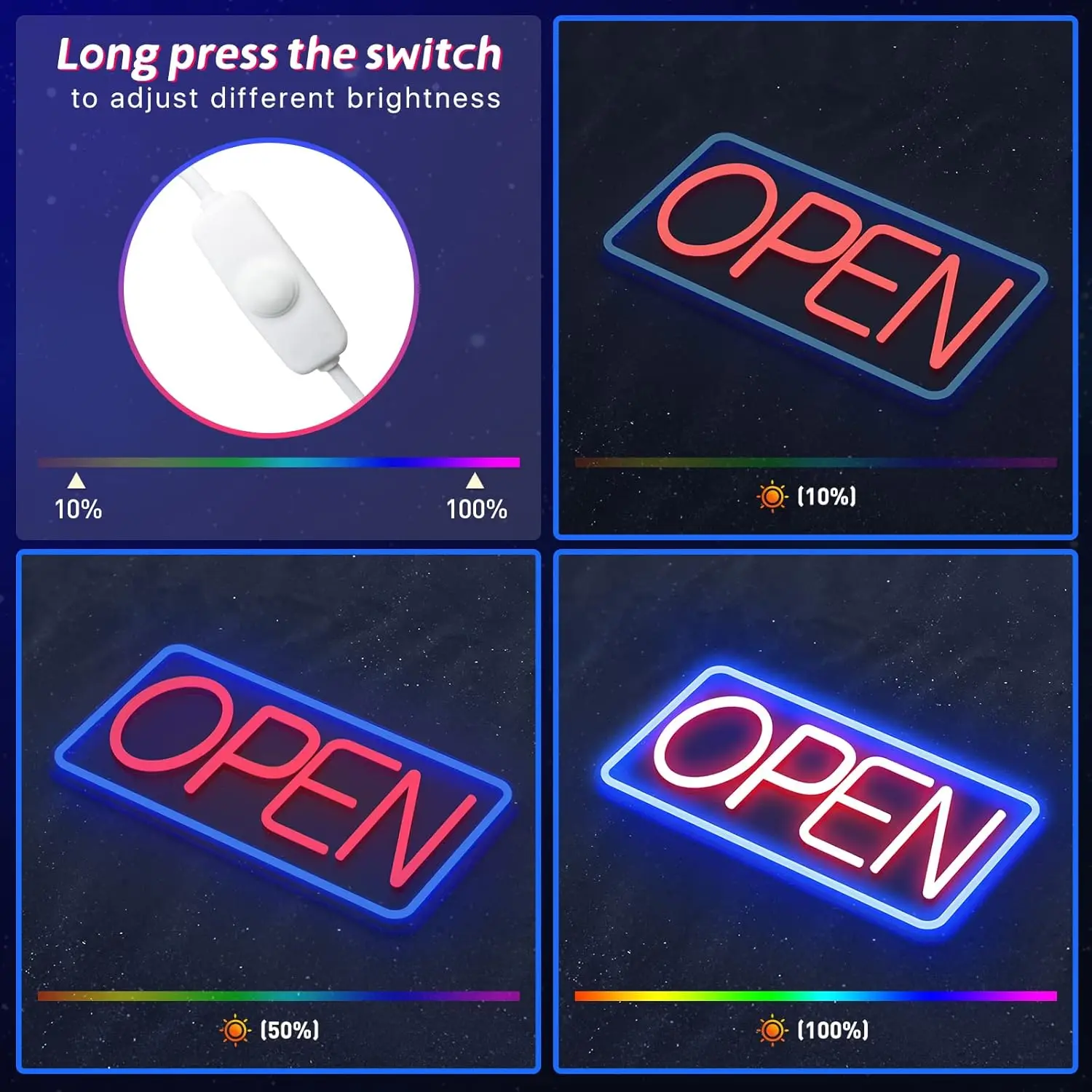 "Open" LED Neon Sign - USB Powered Business Light for Storefront, Bar, Salon & Office - 图片 4