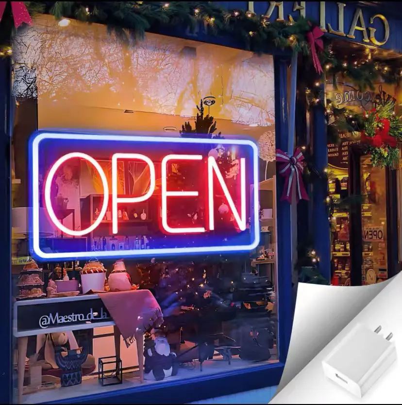 "Open" LED Neon Sign - USB Powered Business Light for Storefront, Bar, Salon & Office - 图片 7