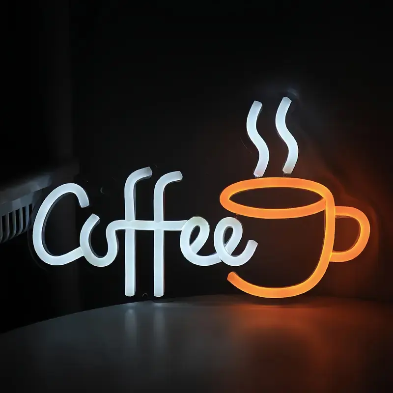 Coffee With Cup LED Neon Art Sign Light For Party Room Pub Club Milk Tea Coffee Shop Wall Decoration Gifts Business Neon Signs