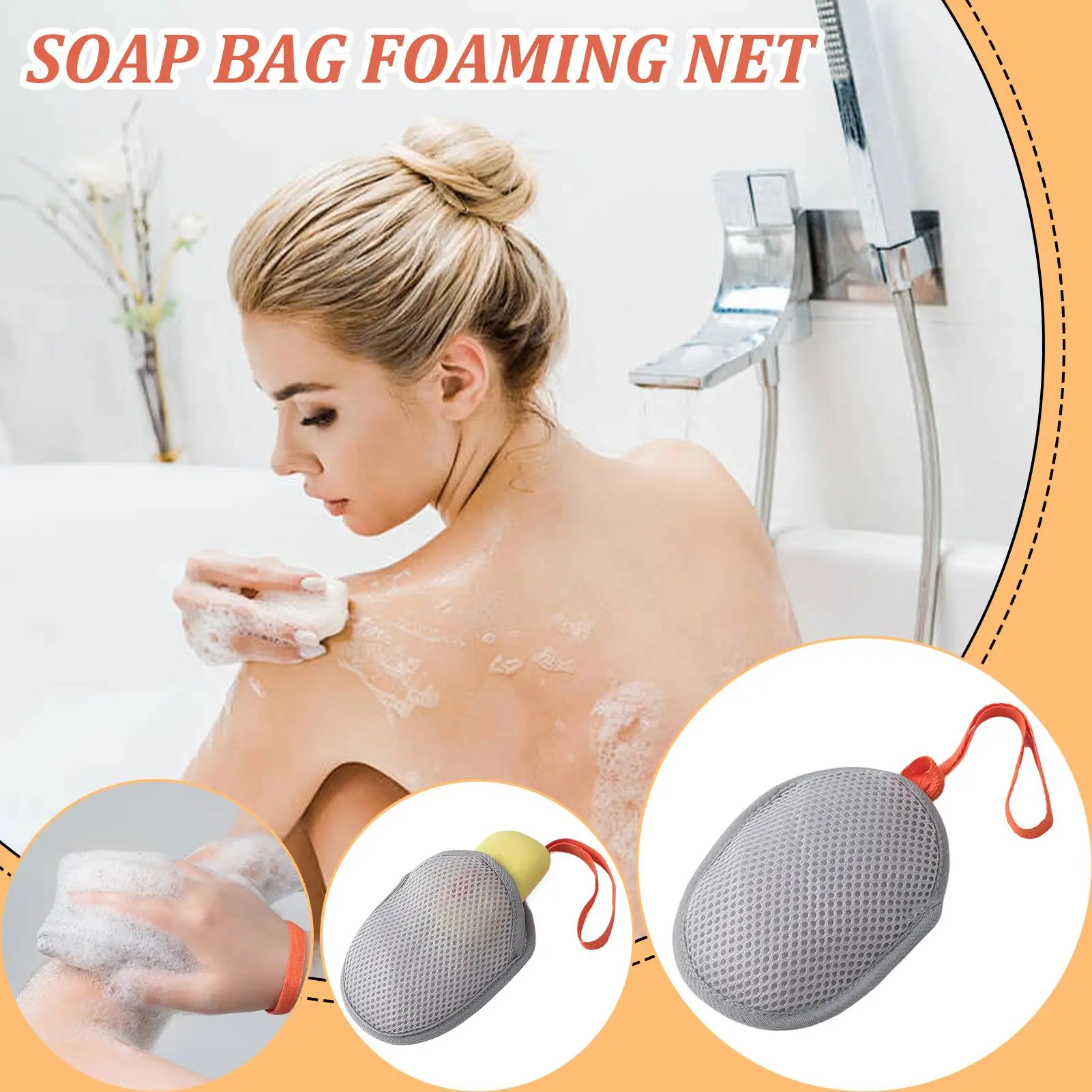 Exfoliating Soap Saver Pouch - Double Sided Foaming Mesh Net with Wrist Strap for Bath & Shower - 图片 4