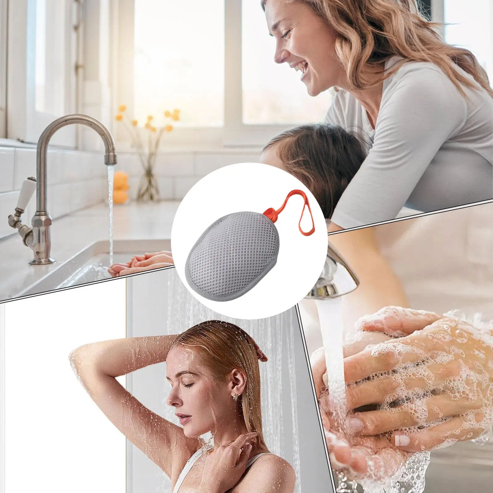 Exfoliating Soap Saver Pouch - Double Sided Foaming Mesh Net with Wrist Strap for Bath & Shower - 图片 5
