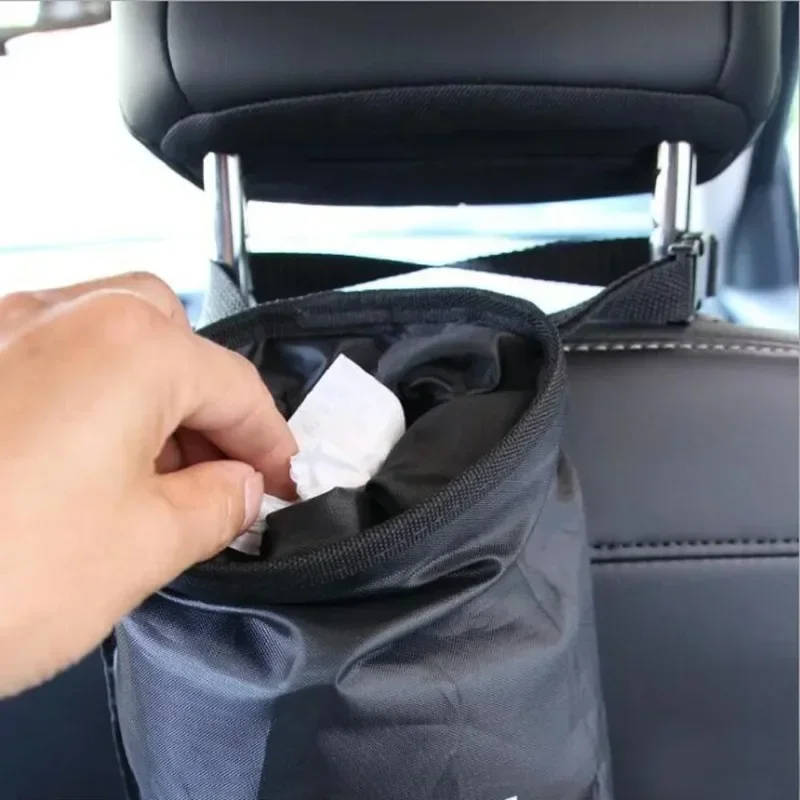 Hanging Car Trash Bag - Foldable Storage Organizer with Adhesive Hook for Backseat & Headrest - 图片 2