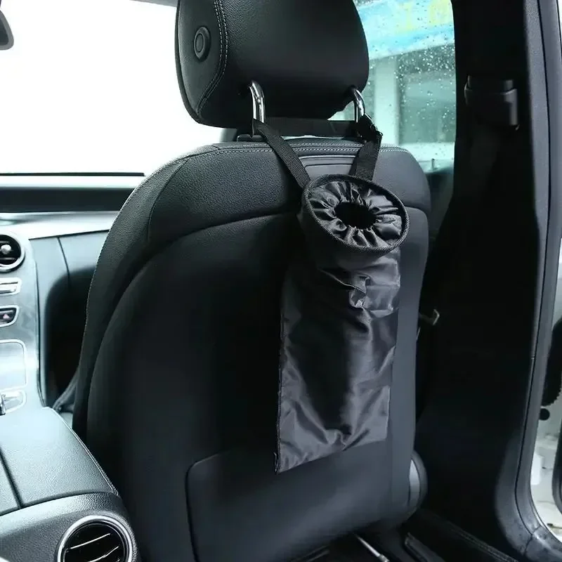 Hanging Car Trash Bag - Foldable Storage Organizer with Adhesive Hook for Backseat & Headrest - 图片 3