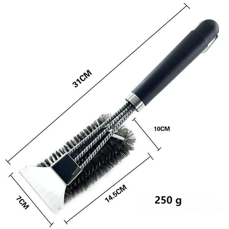 Stainless steel grill cleaning brush, outdoor BBQ grill wire brush with scraper, grill accessories, picnic tools - 图片 12