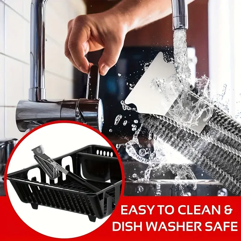 Stainless steel grill cleaning brush, outdoor BBQ grill wire brush with scraper, grill accessories, picnic tools - 图片 8