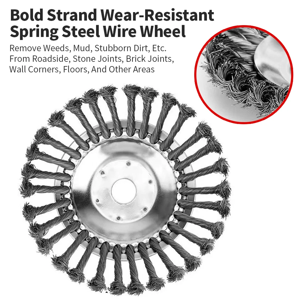 Lawn Mower Weeding Disc 6/8 Inch Wire Weeding Wheel Garden Tool Lawn Mower Accessories Twisted Wire Disc Type Wire Wheel - 图片 2