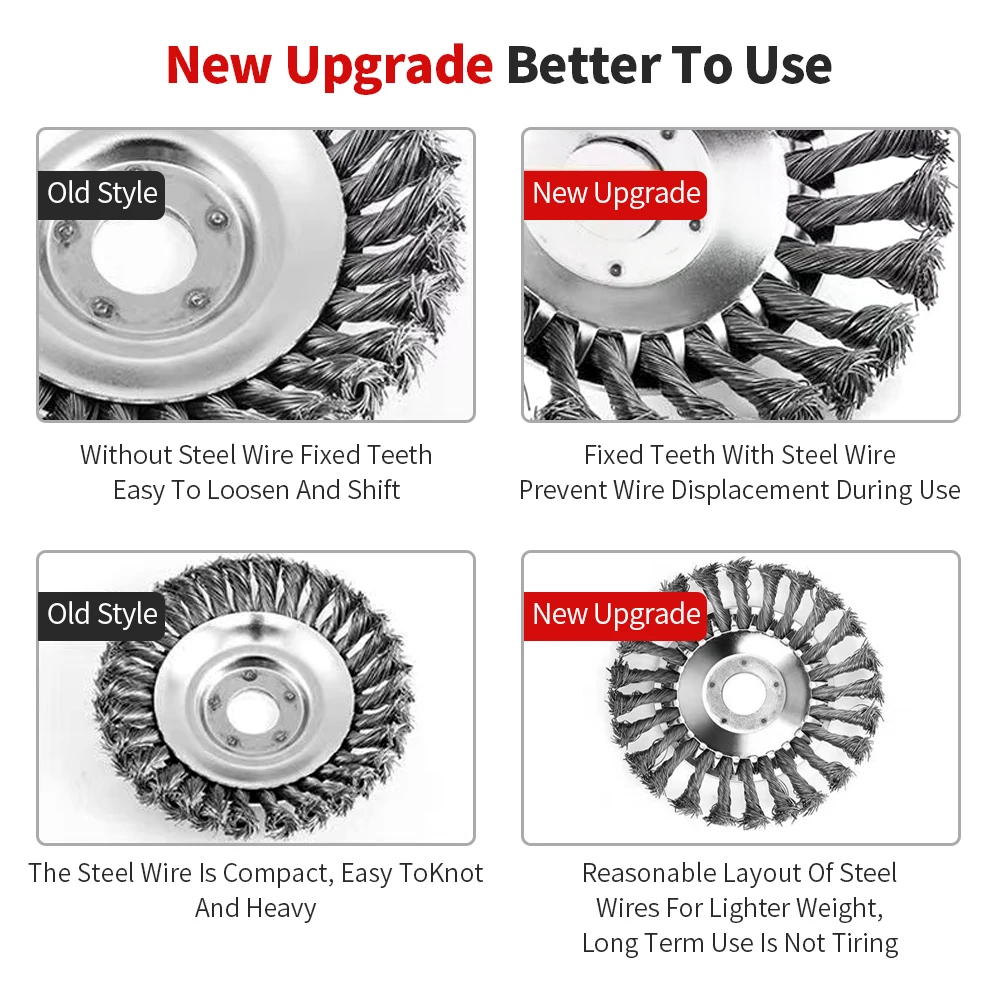 Lawn Mower Weeding Disc 6/8 Inch Wire Weeding Wheel Garden Tool Lawn Mower Accessories Twisted Wire Disc Type Wire Wheel - 图片 3
