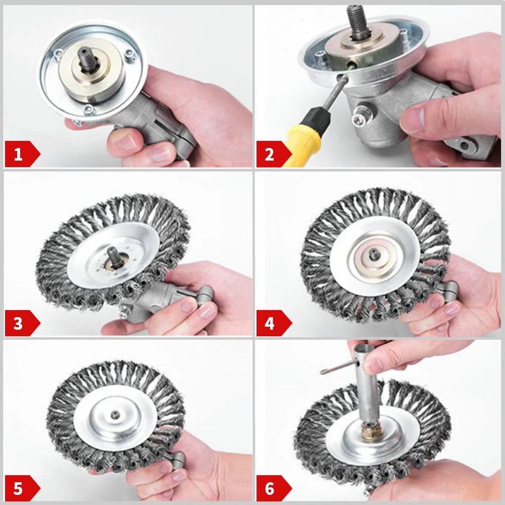 Lawn Mower Weeding Disc 6/8 Inch Wire Weeding Wheel Garden Tool Lawn Mower Accessories Twisted Wire Disc Type Wire Wheel - 图片 4