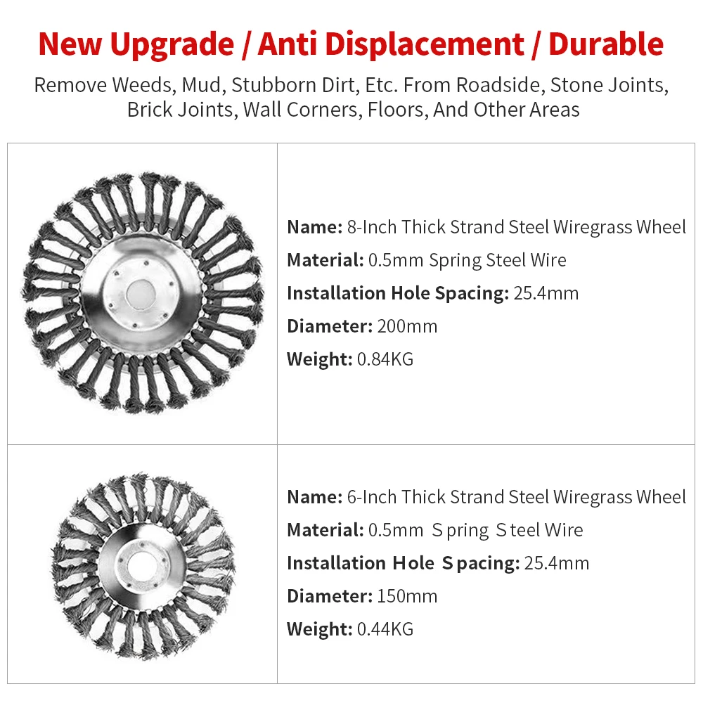Lawn Mower Weeding Disc 6/8 Inch Wire Weeding Wheel Garden Tool Lawn Mower Accessories Twisted Wire Disc Type Wire Wheel - 图片 5