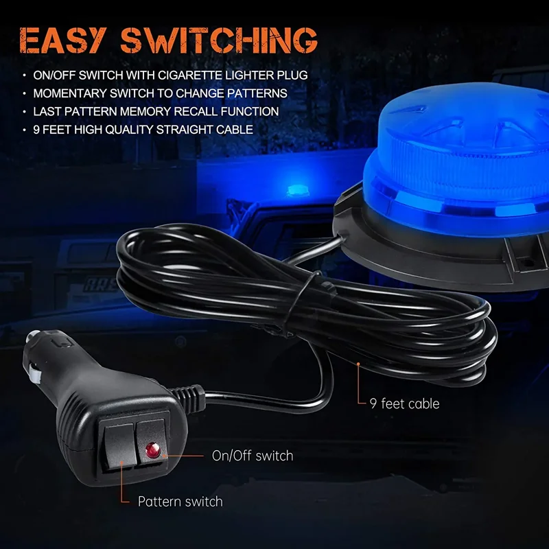 LED Car Emergency Traffic Strobe Lights Vehicles Rooftop Flashing Warning Beacon Light Safety signal lamp 12V-24V - 图片 6