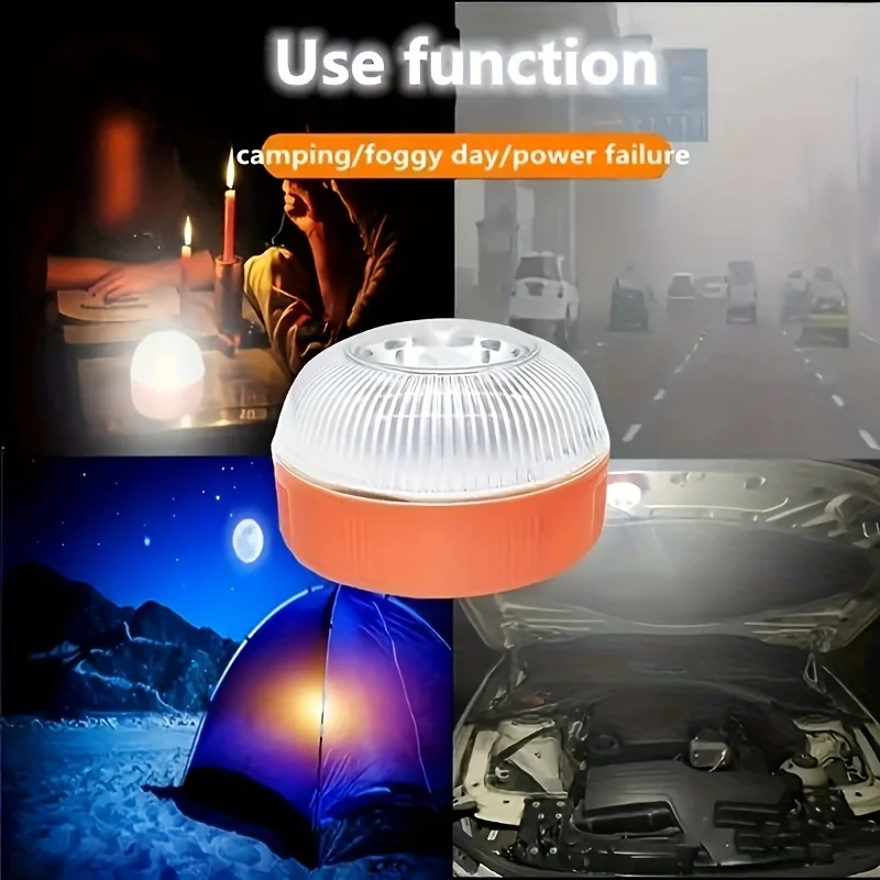 Led Car Strobe Warning Light Flashing Light Portable Emergency Light Magnetic Induction Road Accident Light Safety Accessory - 图片 3