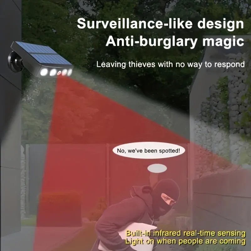 Powerful 4 LED Solar Security Lights Outdoor Decor Sensor Motion 3 Modes Street Waterproof Lamp Wall Night Work Light for Garden - 图片 3