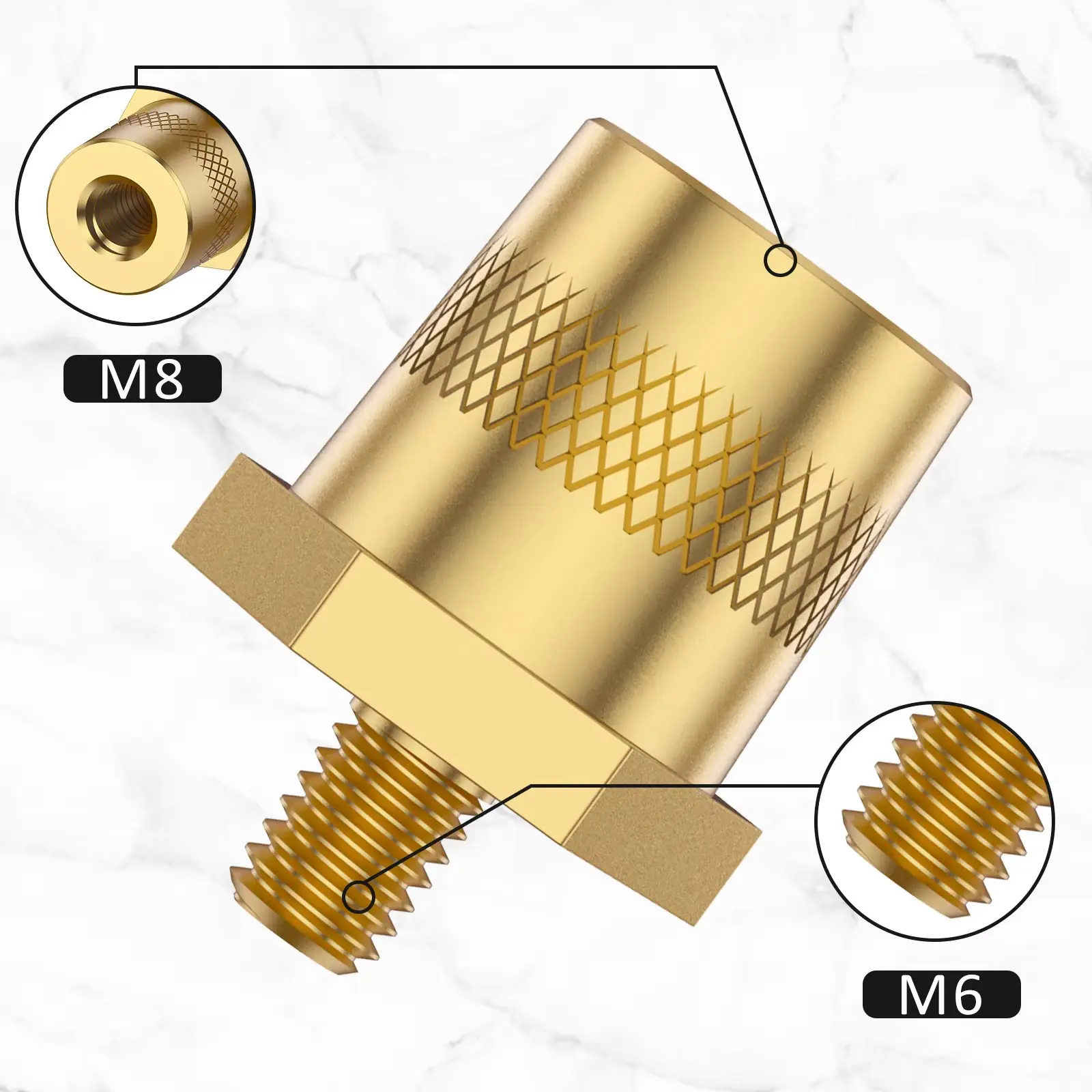1 Pair Battery Pole Adapter Brass Battery Terminal Connector M6 Thread Positive Negative Battery Post Connector Terminal Adapter - 图片 5