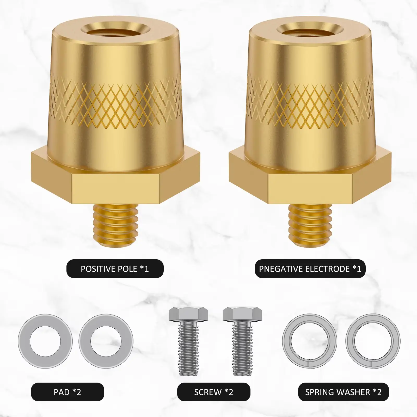1 Pair Battery Pole Adapter Brass Battery Terminal Connector M6 Thread Positive Negative Battery Post Connector Terminal Adapter