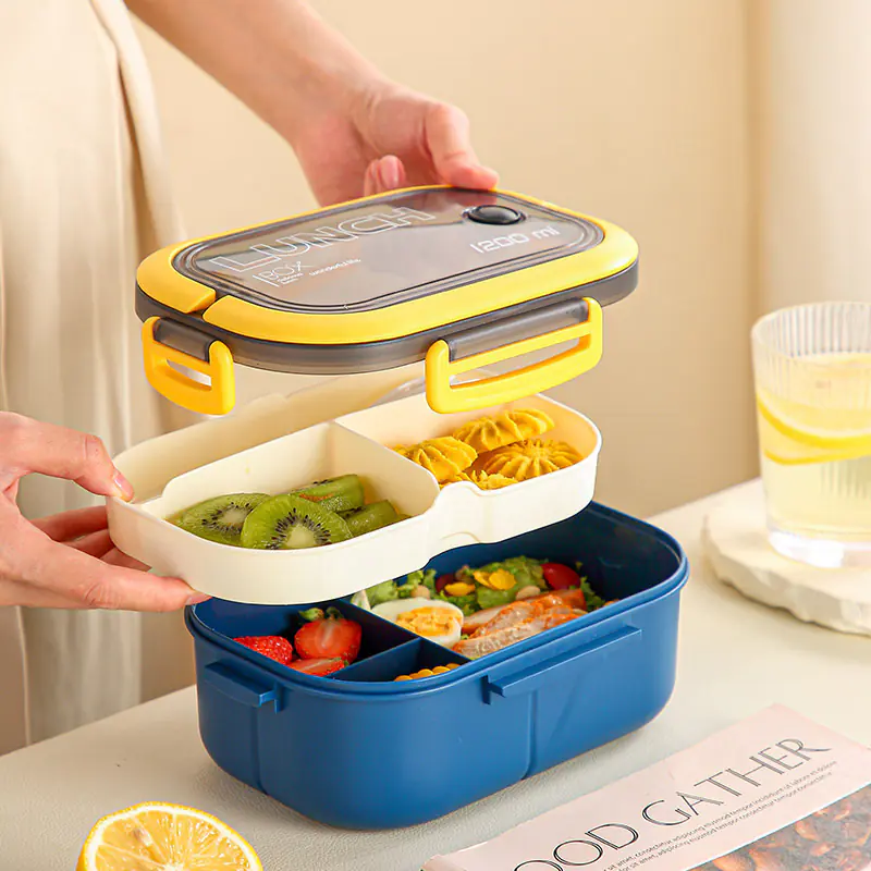Kitchen Supplies: Single-layer, Double-layer Portable Fruit Food Box, Lunch Box with Fork Spoon and Spoon Preservation Box