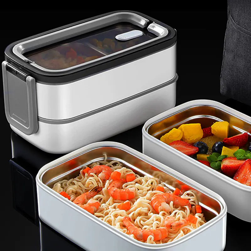 304 stainless steel lunch box for Adults Kids School Office 1/2 Layers Microwavable portable Grids bento Food Storage Containers