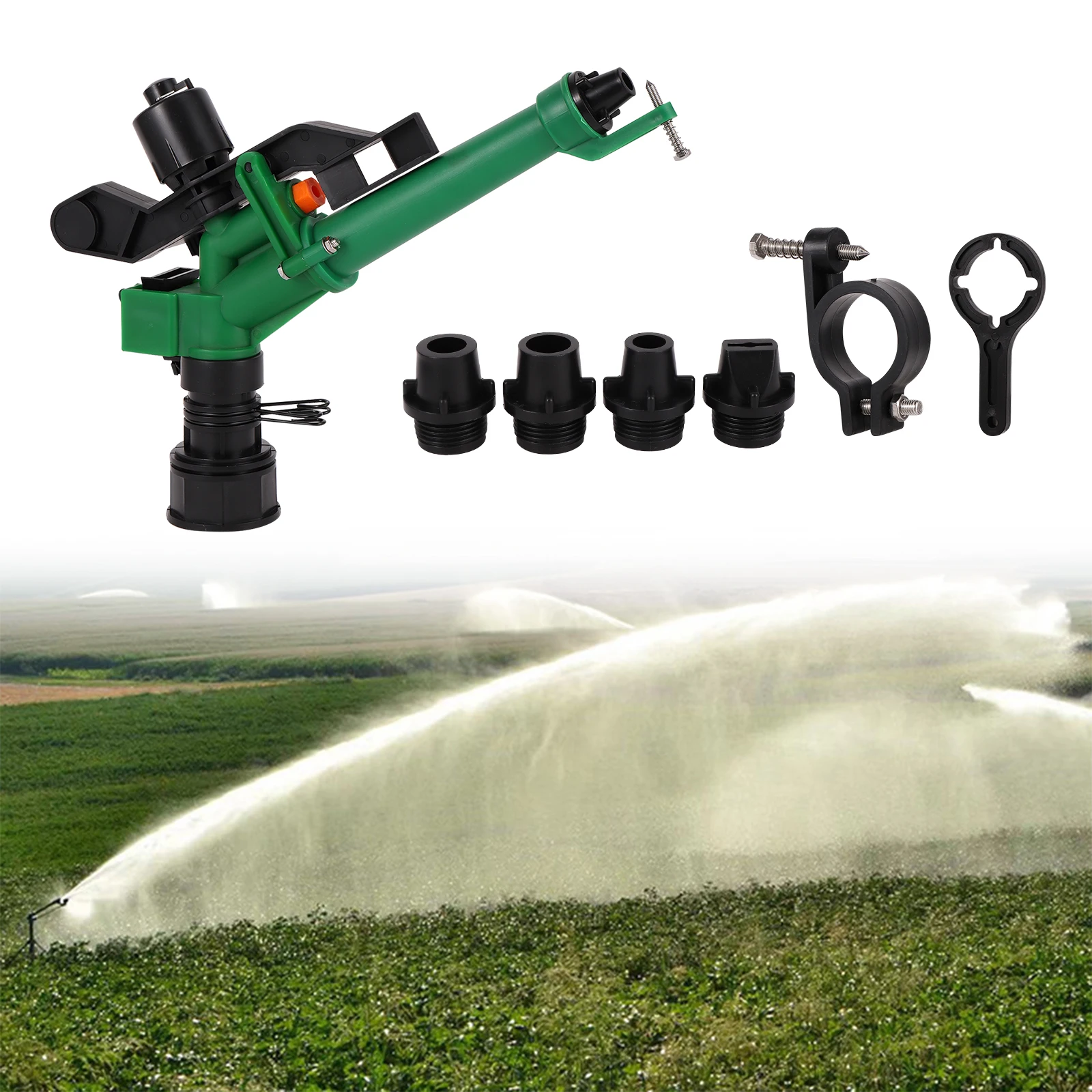1.5" Female Thread Long Watering Distance Adjustable rocker Sprinkler Rain Gun Garden Greenhouse Park Farm irrigation system