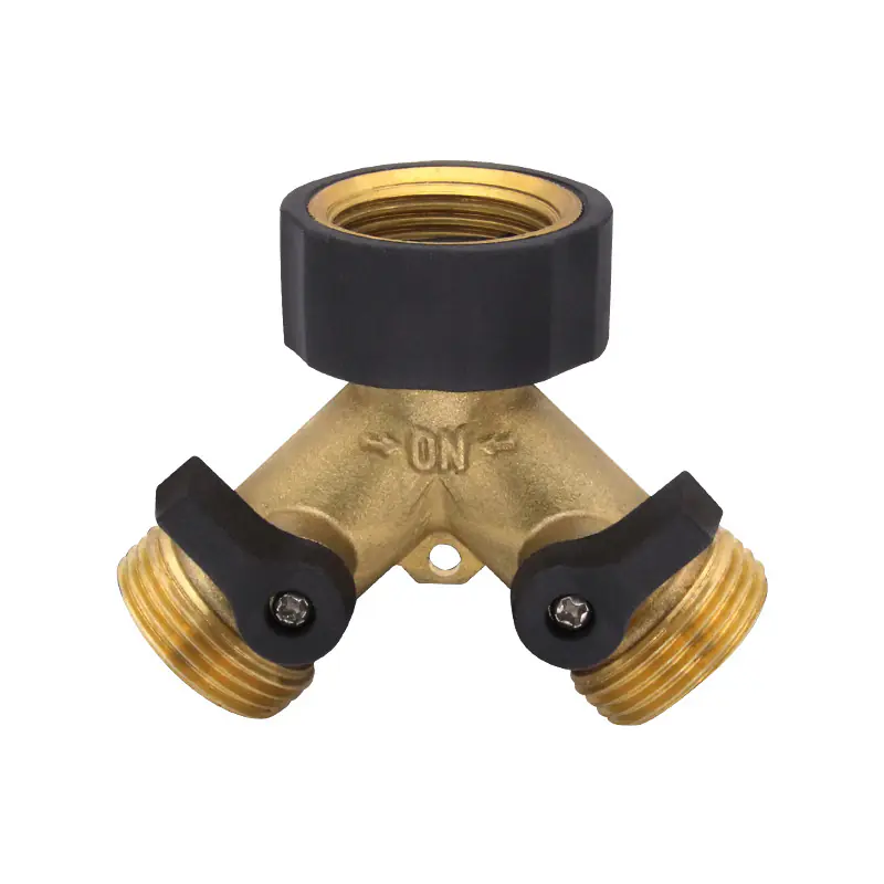 Garden Hose Splitter 2 Way Garden Water Distributor Solid Brass Y Valve Hose Connector Garden Water Hose Adapter 3/4 inch Thread